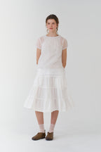 pesto SHEER SHIRRING BLOUSE WHITE