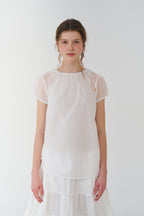 pesto SHEER SHIRRING BLOUSE WHITE