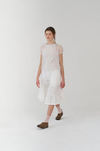 pesto SHEER SHIRRING BLOUSE WHITE