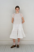 pesto SHEER SHIRRING BLOUSE WHITE
