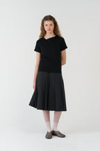 pesto OPEN NECKLINE TEE BLACK