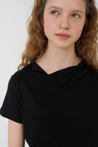 pesto OPEN NECKLINE TEE BLACK