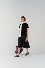 pesto OPEN NECKLINE TEE BLACK