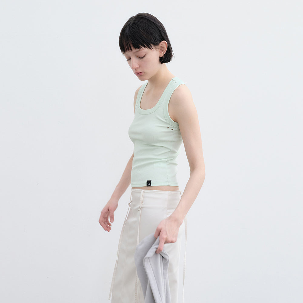 YUNSÉ Basic Eyelet Sleeveless Top (Mint)