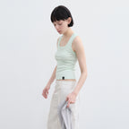 YUNSÉ Basic Eyelet Sleeveless Top (Mint)