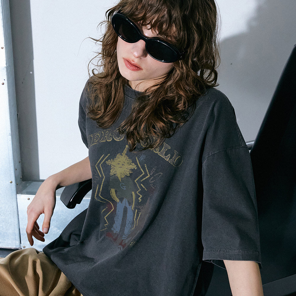 GAKKAI UNIONS Hero World Pigment Short Sleeve T-Shirt Charcoal