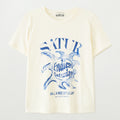 SATUR Sun Retro Graphic Short Sleeve T-Shirt Art Blue