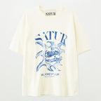 SATUR Sun Retro Graphic Short Sleeve T-Shirt Art Blue