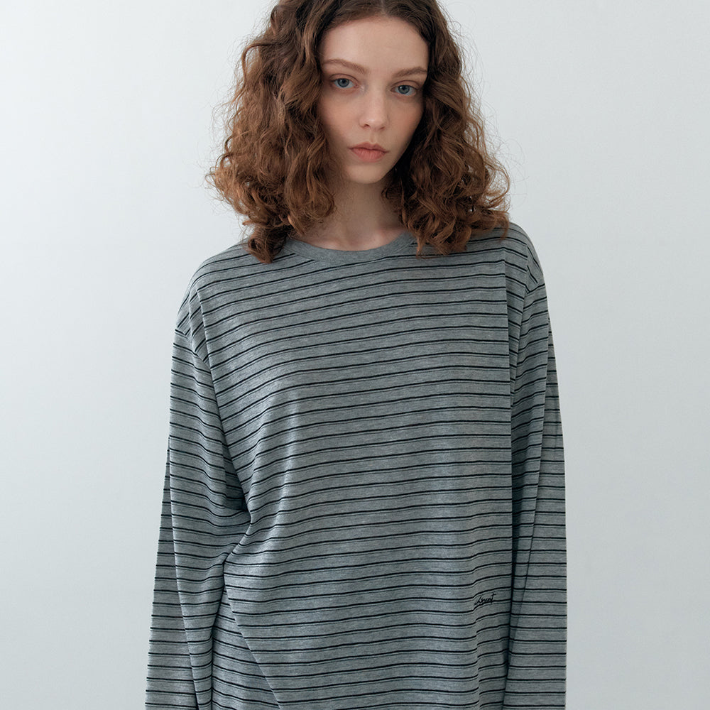 vanishment [1st] Summer stripe tee_melange gray