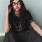 LEATHERY [Pre-order delivery on July 27] Ocean Haze Overfit Short Sleeve T-Shirt [BLACK]