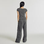 NEW BALANCE NBNEG2W472 / WOMEN Fitted Square Neck Cap Short Sleeve Tee (D/CHARCOAL)