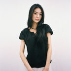 juliapepe Amy Shirring Puff Blouse (Black)