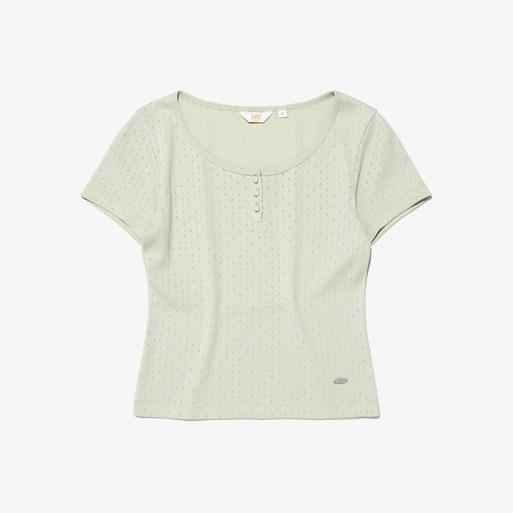 Lee Women's Button Up Punching T-Shirt Mint