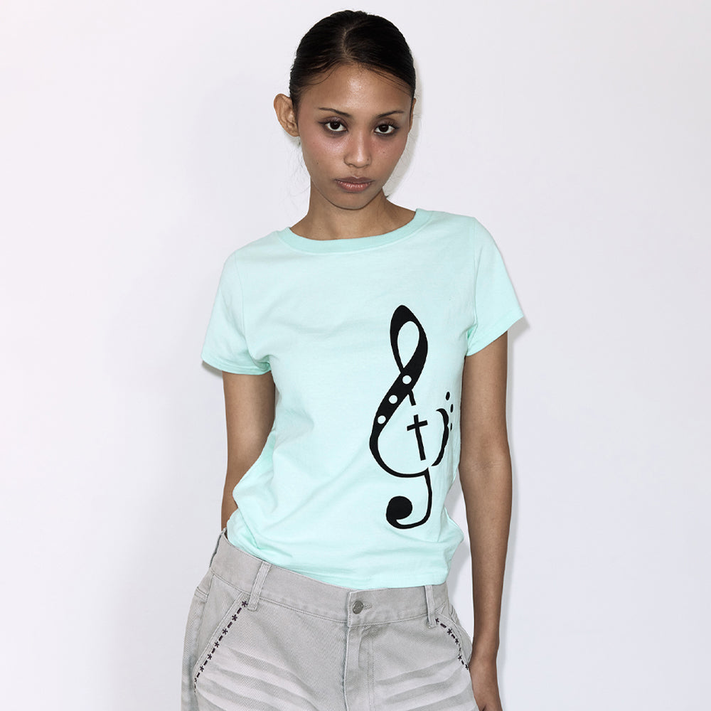 FANCY CLUB CLEF SYMBOL TEE (MINT) F26QB143
