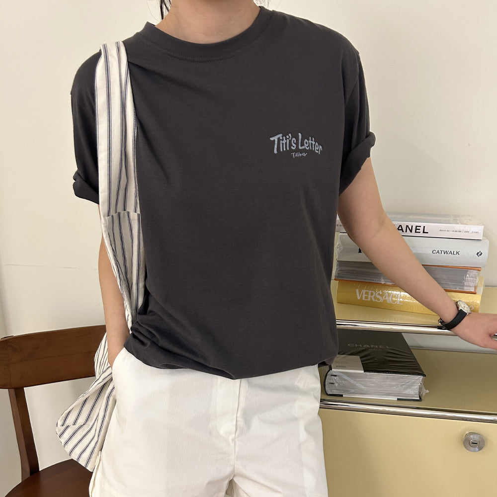TILLBER TT Letter T-Shirt_Gray