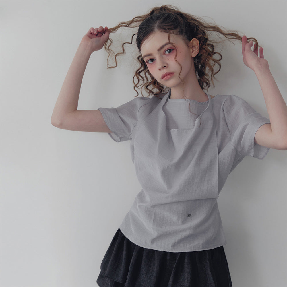 TWEE Ind halterneck tank top short sleeve blouse set