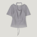 TWEE Ind halterneck tank top short sleeve blouse set
