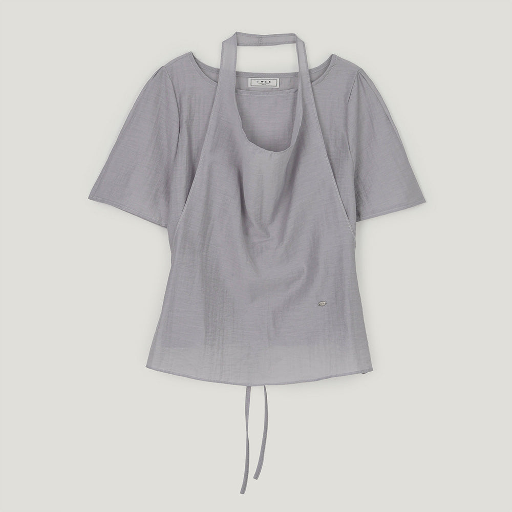 TWEE Ind halterneck tank top short sleeve blouse set