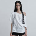 AS YOU ARE Belted Halter Off Shoulder Tee White