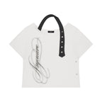 AS YOU ARE Belted Halter Off Shoulder Tee White
