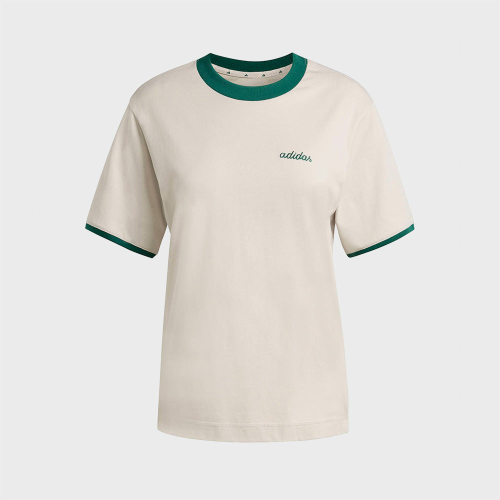 ADIDAS Seasonal Essential Color Pop Embroidery Graphic T-Shirt - Wonder Alumina:Green / KB4868