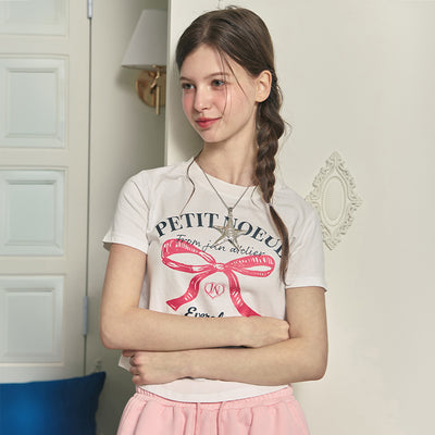 Ribbon Women's Crop Short Sleeve T-Shirt