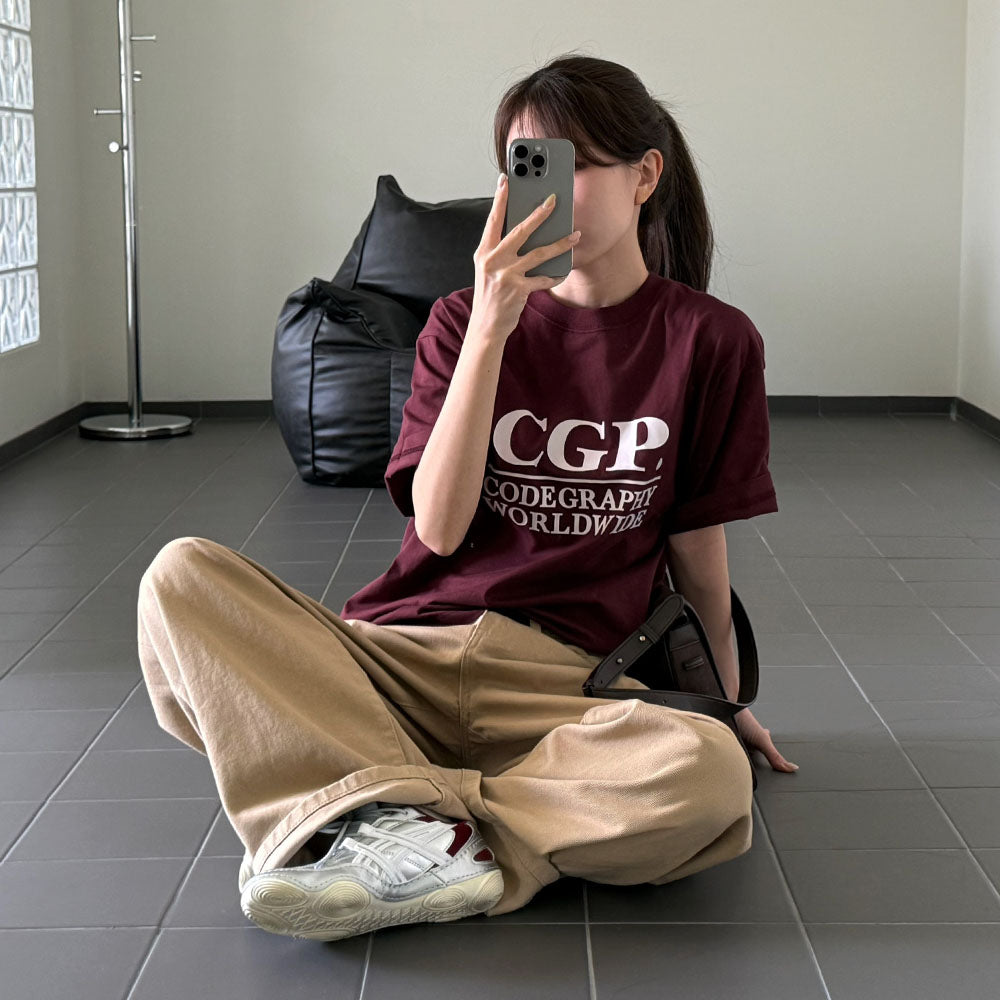 CGP Square Logo Short Sleeve T-Shirt - Burgundy