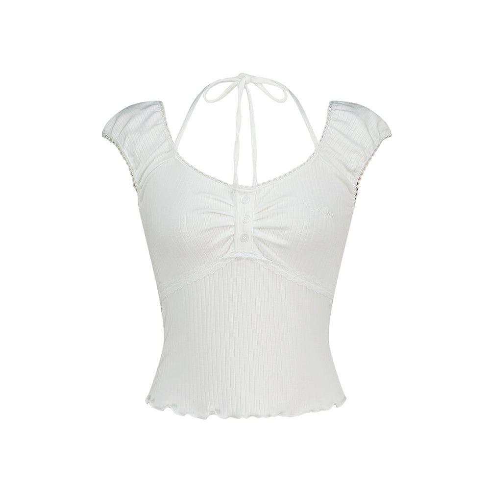 ILLIGO buttoned halter sleeveless white