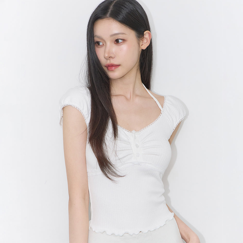 ILLIGO buttoned halter sleeveless white