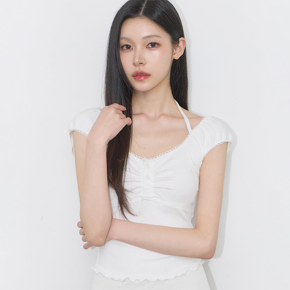 ILLIGO buttoned halter sleeveless white