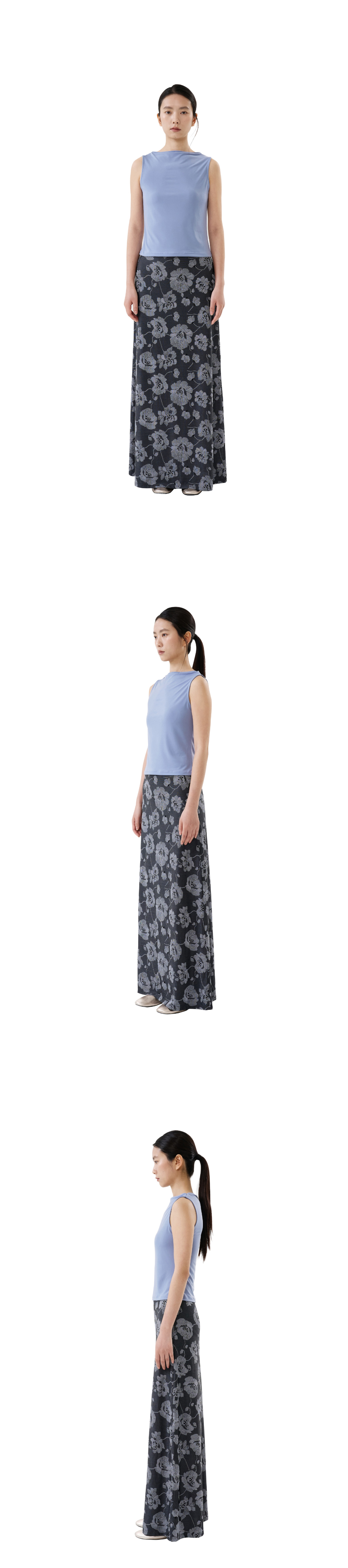 poko.fosca BOAT NECK SLEEVELESS (BLUE)