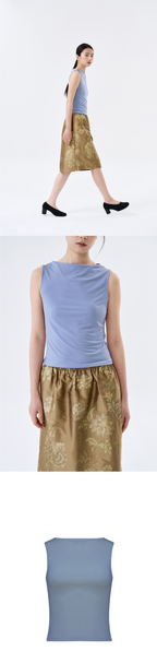 poko.fosca BOAT NECK SLEEVELESS (BLUE)