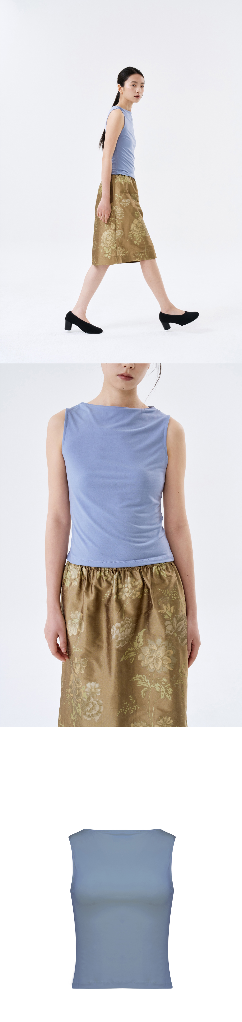 poko.fosca BOAT NECK SLEEVELESS (BLUE)