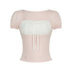 ILLIGO Rosie Lace Square Neck Tee Pink