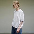 OFF AND AWAY Minimal half sweatshirt_white melange