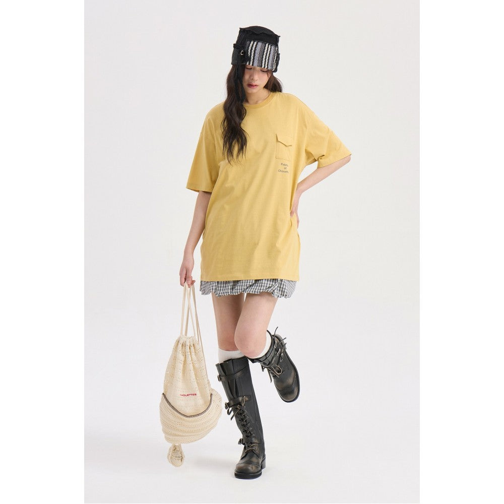 LUCKY CHOUETTE Chouetties by LUCKY CHOUETTE Mini Pocket Short Sleeve T-Shirt (yellow) LATAX26430YEX