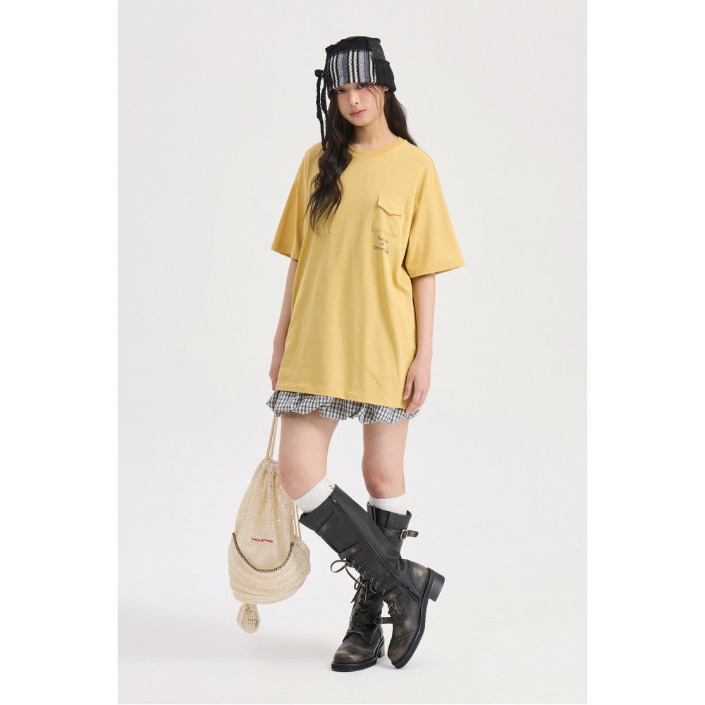 LUCKY CHOUETTE Chouetties by LUCKY CHOUETTE Mini Pocket Short Sleeve T-Shirt (yellow) LATAX26430YEX