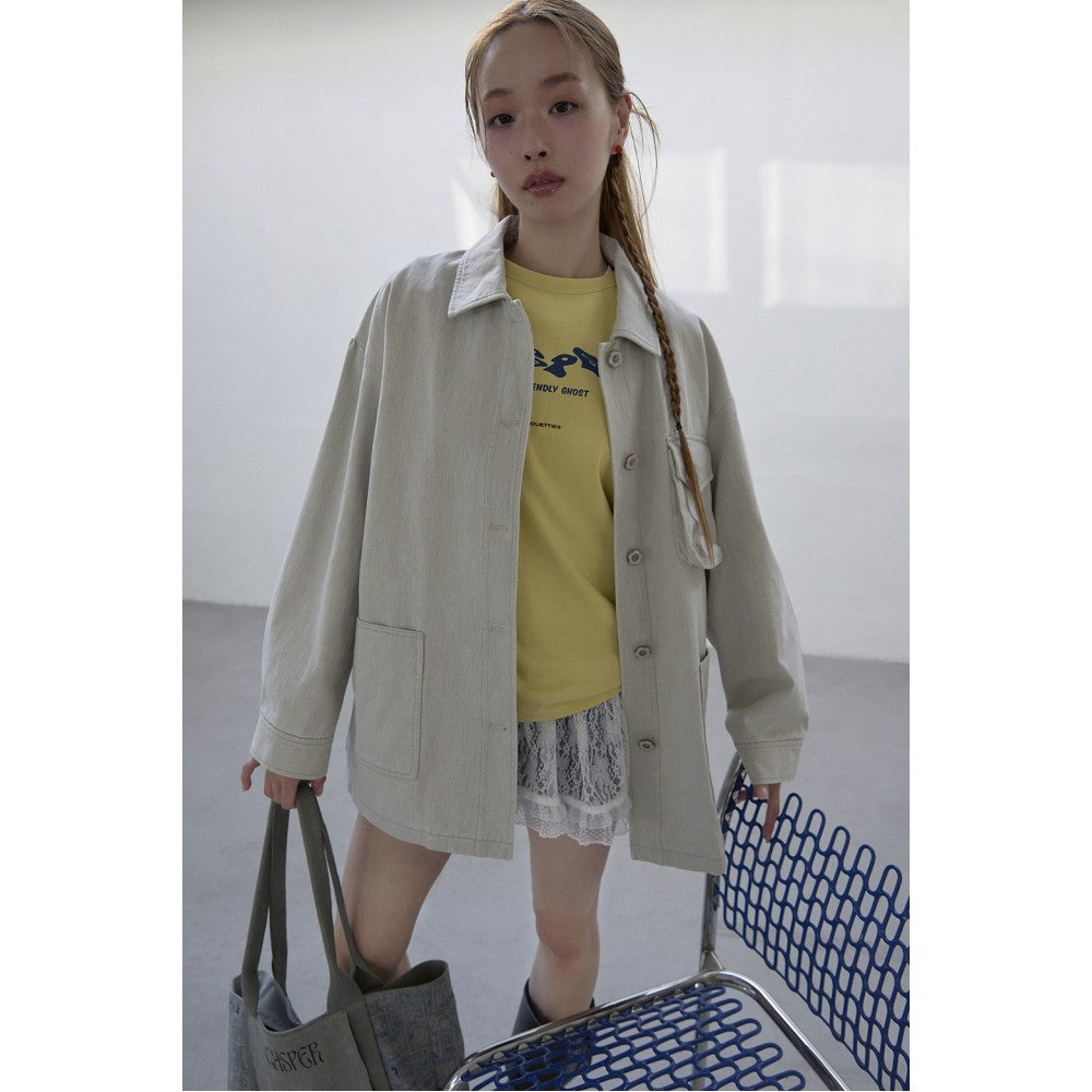 LUCKY CHOUETTE [CASPER X CHOUETTIES] Lettering Graphic Slim Fit Short Sleeve T-Shirt (light yellow) LATAX26940YEL