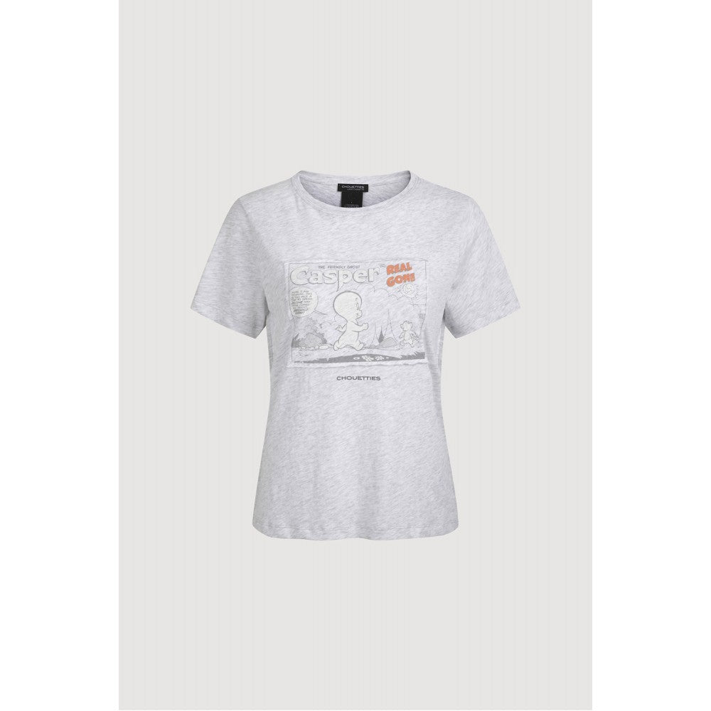 LUCKY CHOUETTE [CASPER X CHOUETTIES] Casper Graphic Basic Fit Short Sleeve T-Shirt (light grey) LATAX26930GYL
