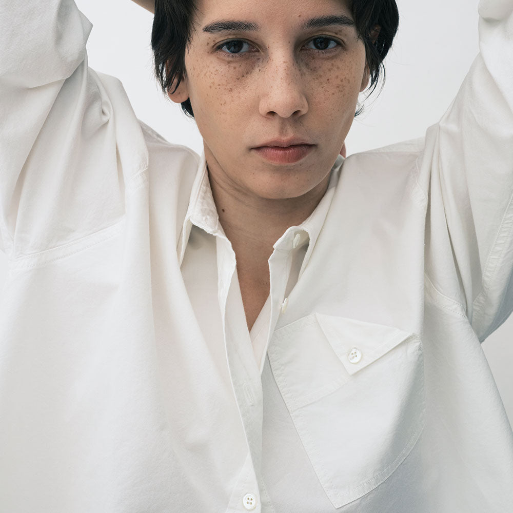 EMKM Folding pocket washed cotton shirt_WHITE