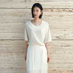 Siyazu [Kwak Ji-soo PICK] SITP5287 U-Neck Relaxed Short Sleeve T-Shirt_Natural