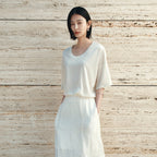 Siyazu [Kwak Ji-soo PICK] SITP5287 U-Neck Relaxed Short Sleeve T-Shirt_Natural