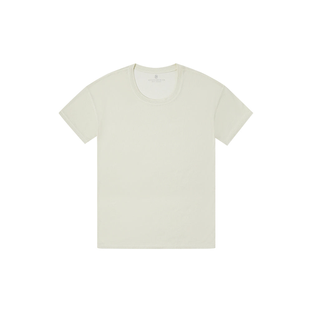 Siyazu [Kwak Ji-soo PICK] SITP5287 U-Neck Relaxed Short Sleeve T-Shirt_Natural