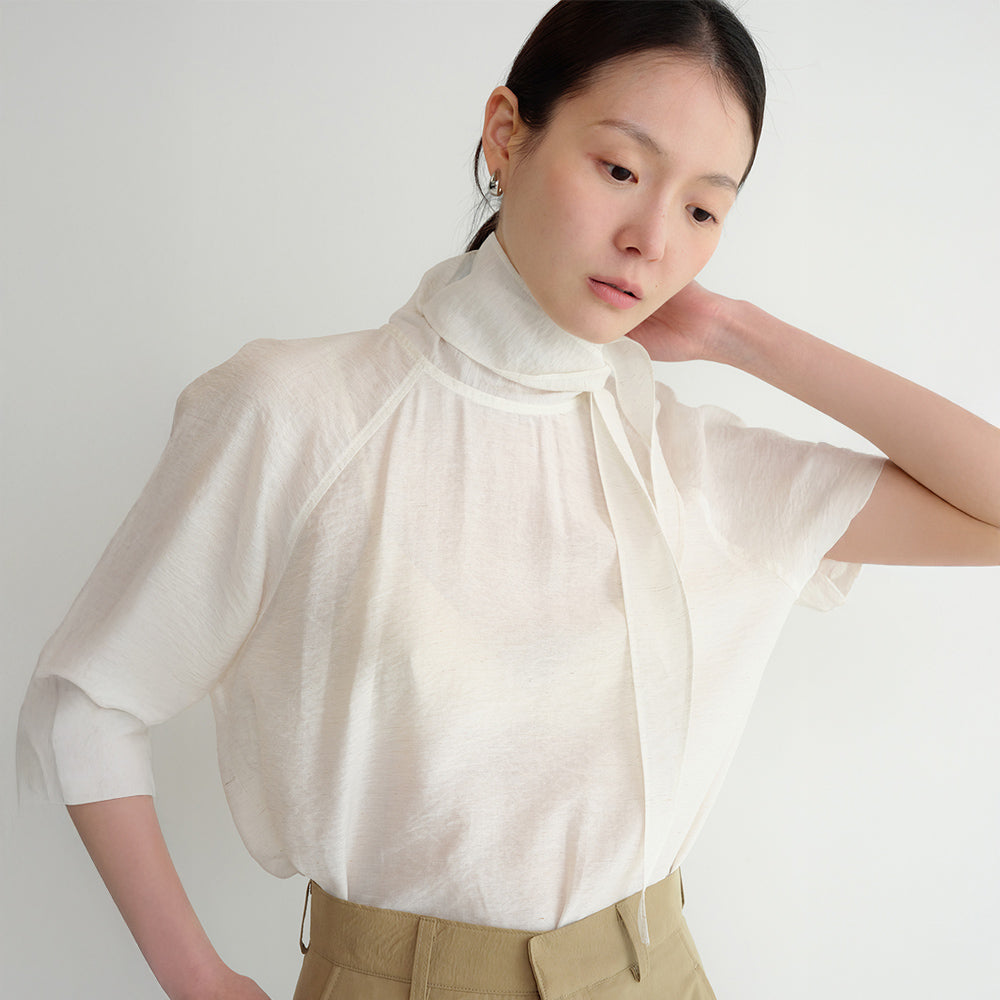 YE Rugby Back Tie Blouse - Oat
