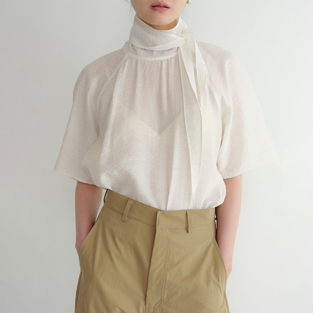 YE Rugby Back Tie Blouse - Oat
