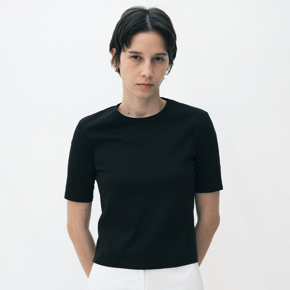 EMKM [1st reorder] Minimal cotton short sleeve t-shirt_BLACK