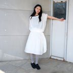 YE Pin Wide Neck Puff Sweatshirt - White
