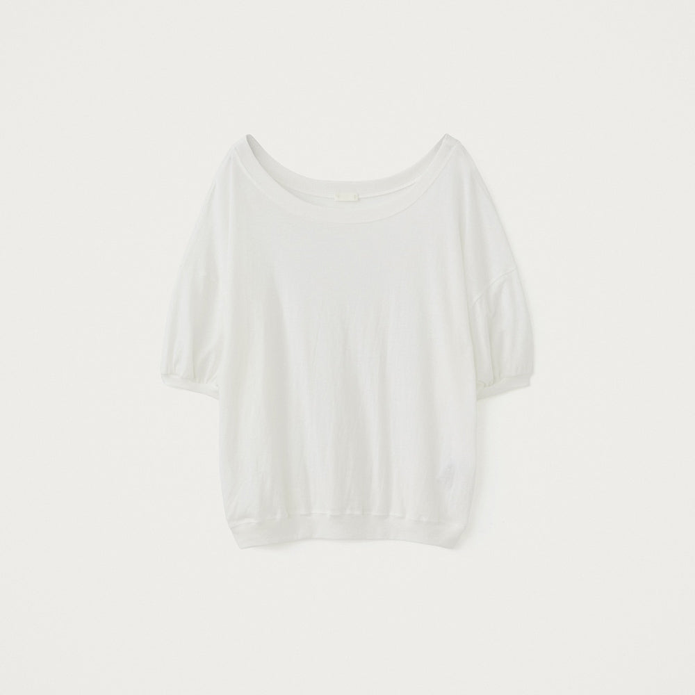 YE Pin Wide Neck Puff Sweatshirt - White