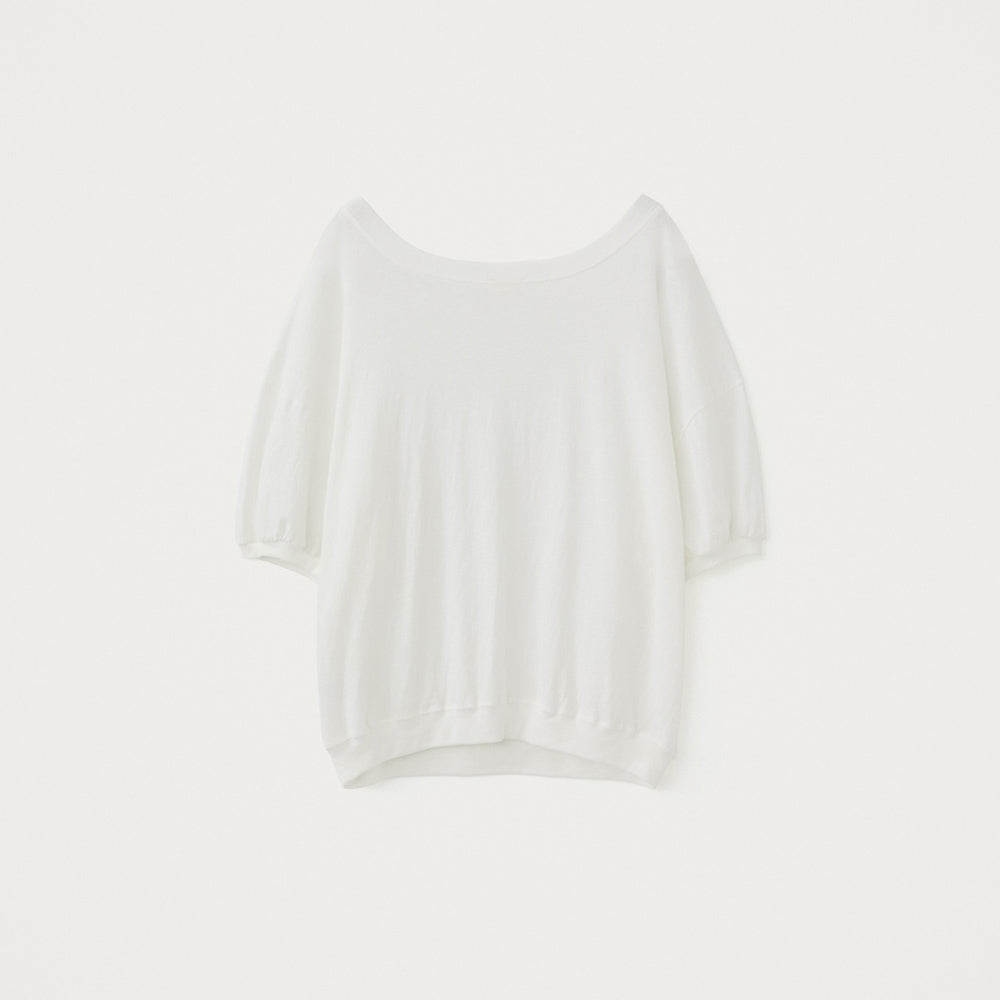 YE Pin Wide Neck Puff Sweatshirt - White