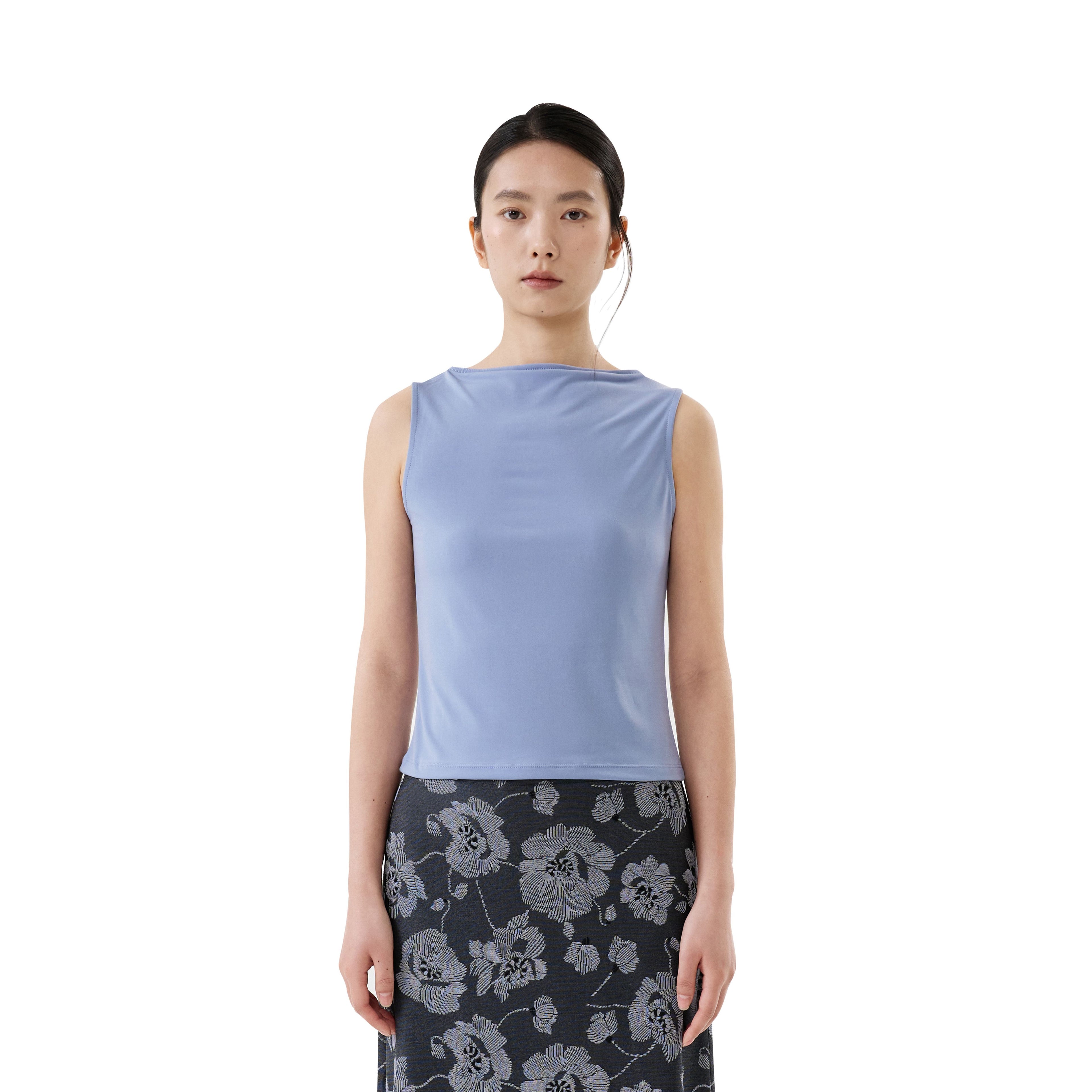 poko.fosca BOAT NECK SLEEVELESS (BLUE)